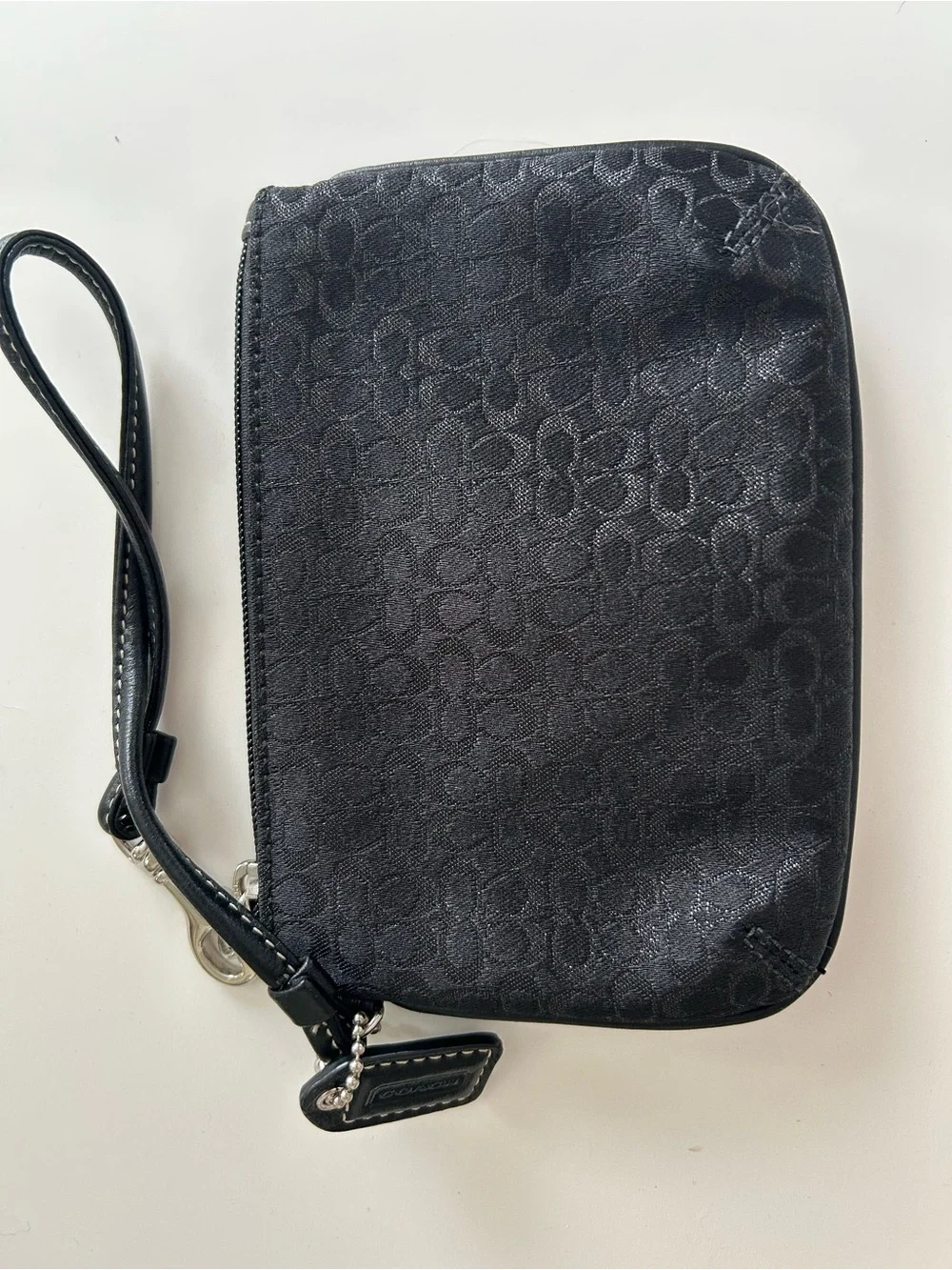 Coach Black Signature Jacquard Wristlet